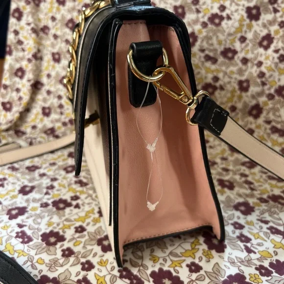 ALDO AnnieBrook Flap Satchel Cross Body Purse with Gold Chain Trim - Picture 11 of 13